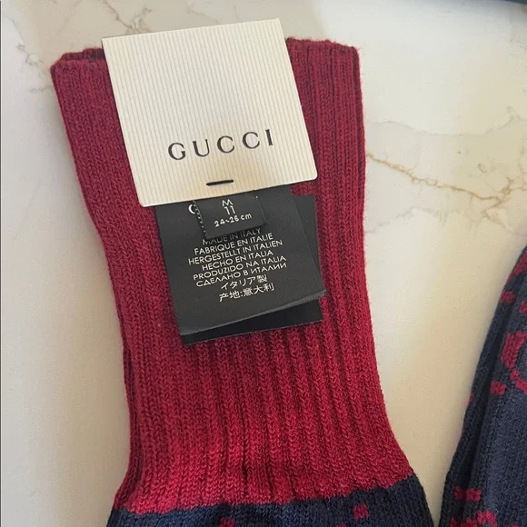 Gucci unisex Burgundy and Navy Socks - Picture 3 of 8